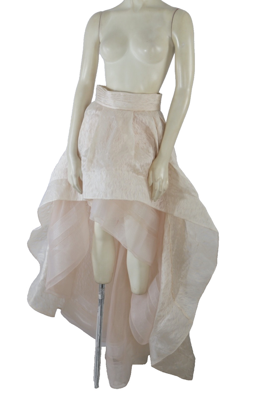 Bronx & Banco Tiara Two Piece Set High Low Skirt Crop Top Cream Beige Organza XS